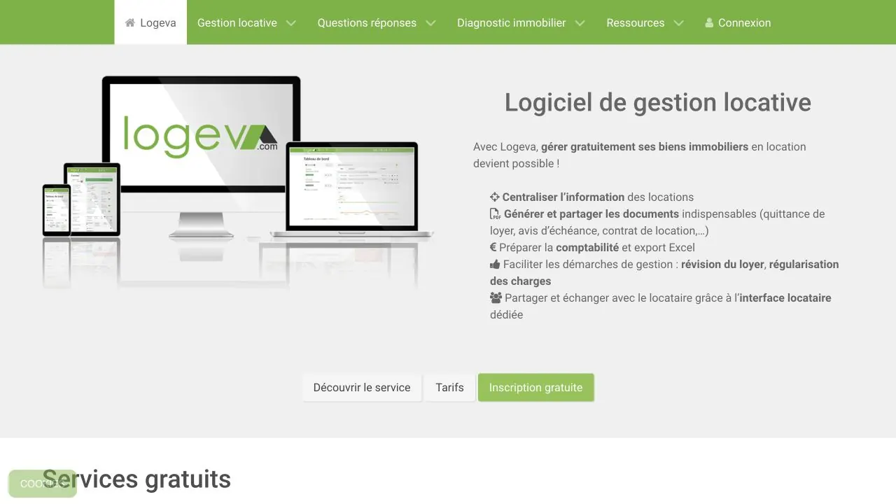 Page d'accueil de Logeva et accès à la gestion locative en ligne