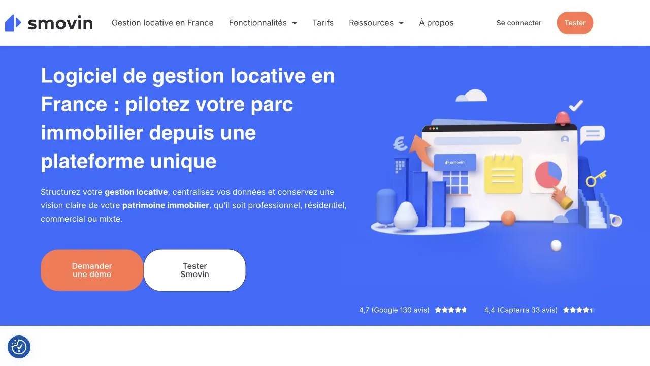 Page d'accueil de Smovin consacrée à la gestion locative